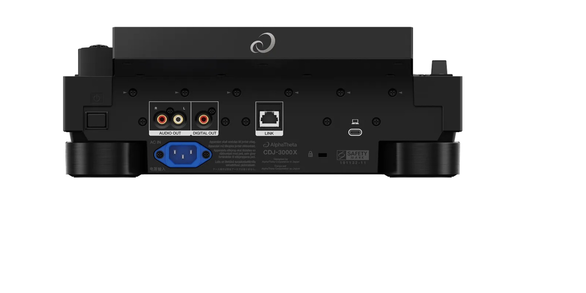 AlphaTheta CDJ-3000X Rückseite mit Anschlüssen