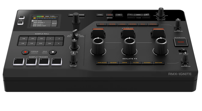 AlphaTheta RMX-IGNITE Seitenansicht mit Sampler und Trigger-Pads